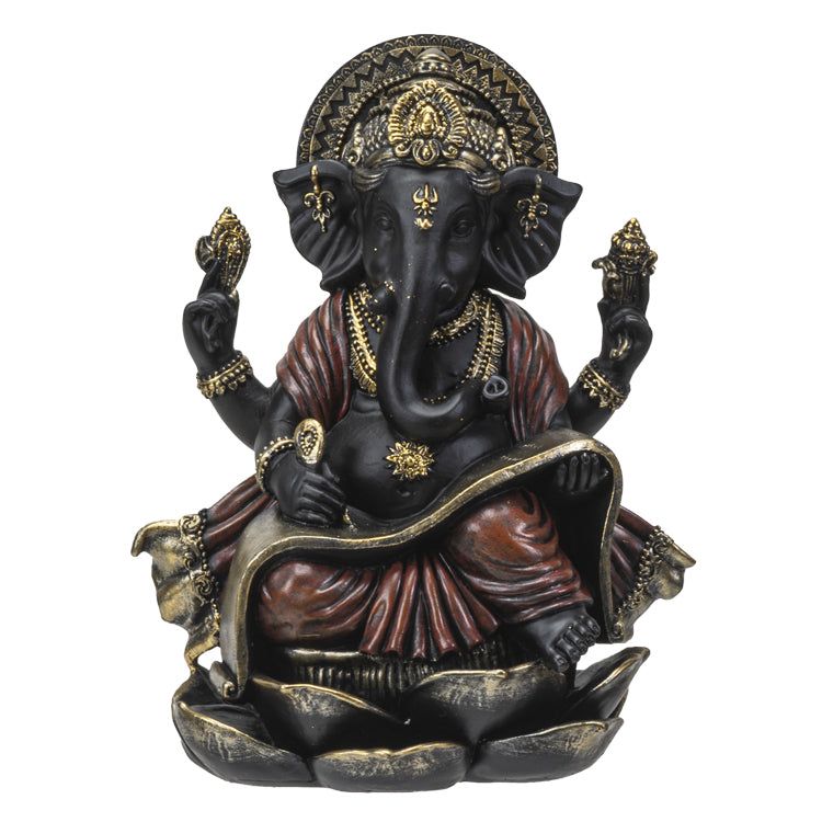 7.4&quot; Hindu Statue - Ganesha Writing on Sacred Scroll, SKU PG-14716, UPC 700317053996