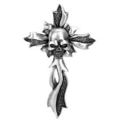 Skull Flower Cross Pendant, SKU PG-Y2599, UPC 6016011516571