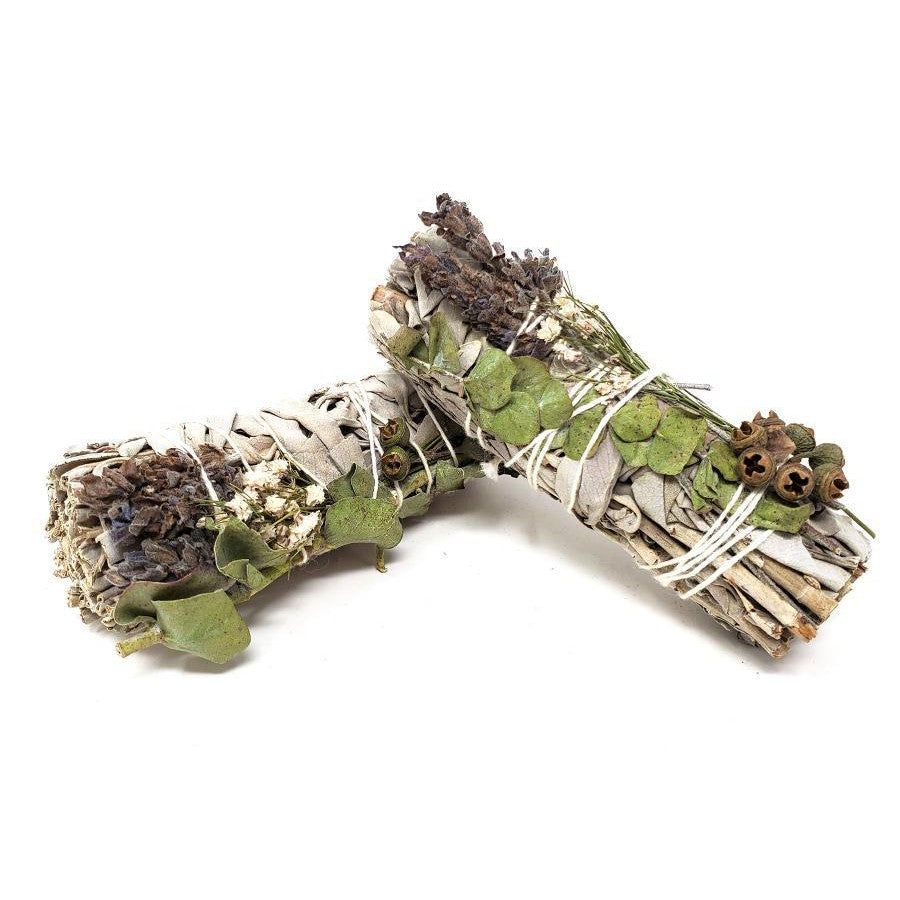 4&quot; White Sage, Lavender, Eucalyptus Dollar Smudge Stick, SKU SB16, UPC 6016230081065