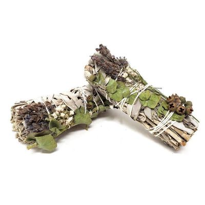 4&quot; White Sage, Lavender, Eucalyptus Dollar Smudge Stick, SKU SB16, UPC 6016230081065