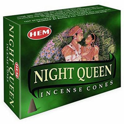 Night Queen HEM Cone Incense (10 Cones), SKU NQ12, UPC 700317305828