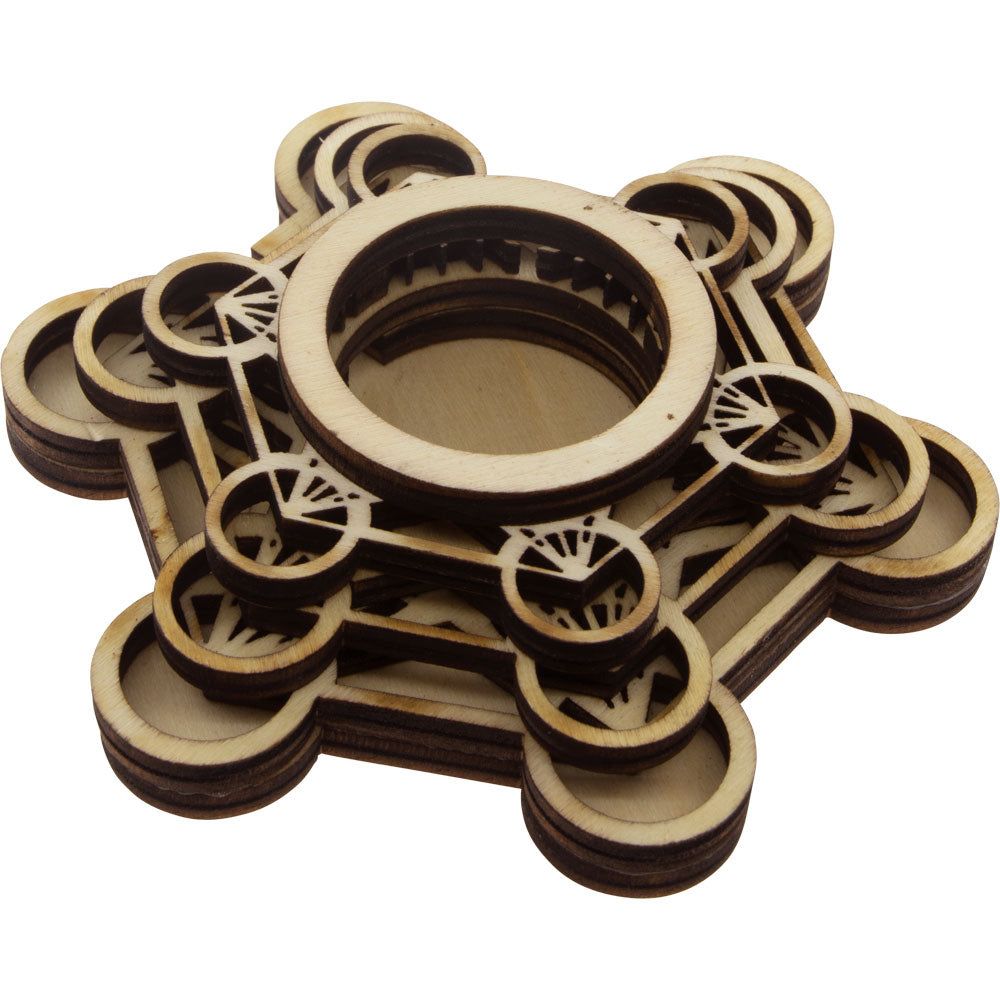 4.5&quot; Wooden Sphere Stand with LED - Metatron, SKU KH-35521, UPC 700317245810