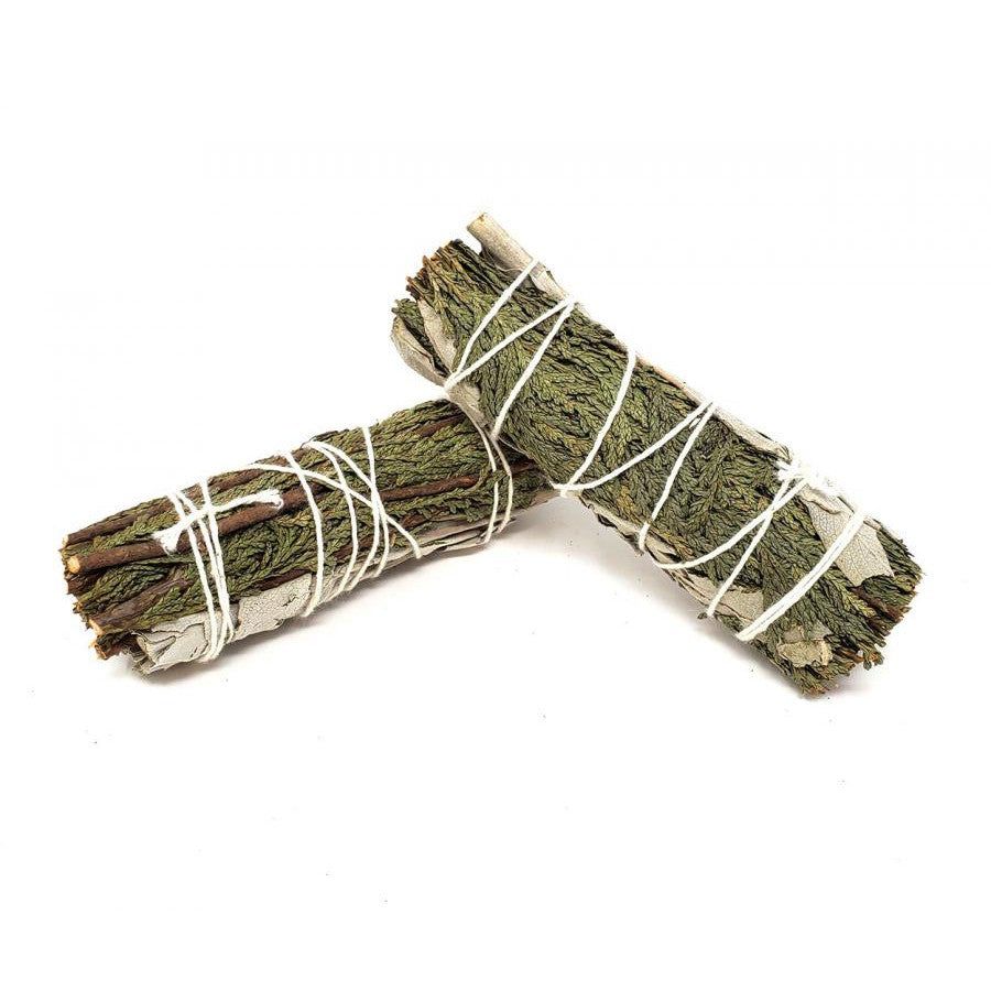 4&quot; White Sage &amp; Cedar Smudge Stick, SKU L02-32-MS1-CE, UPC 6016208512553