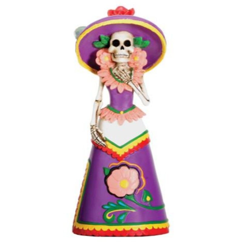 5.25&quot; Day of the Dead Statue - Senorita Purple, SKU PG-Y7677, UPC 700317038450