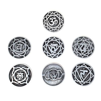 Seven Chakra Design Metal Incense Burner Set (Set of 7), SKU IB05, UPC 700317301615