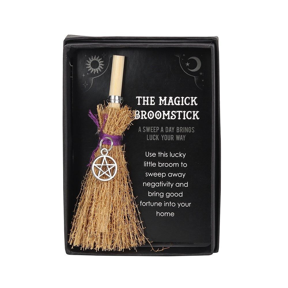 4&quot; Mini Magick Broomstick - Pentagram, SKU PG-14810, UPC 700317059387
