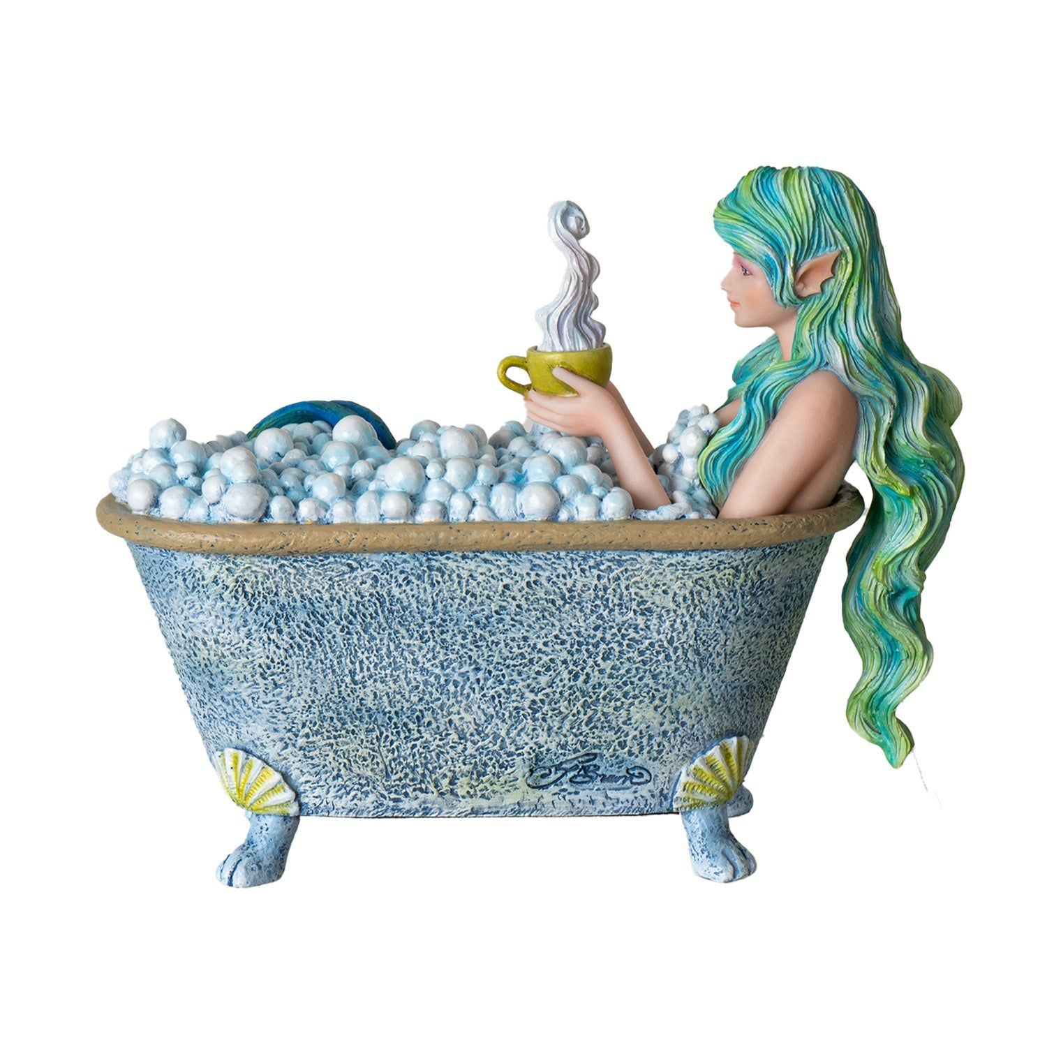 7.6&quot; Mermaids Love Bubble Baths Statue, SKU PG-15970, UPC 700317391555