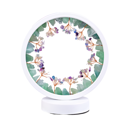 8&quot; Round Dimmable Gemstone Lamp - Fluorite, SKU GMLAMP-08, UPC 700317417125