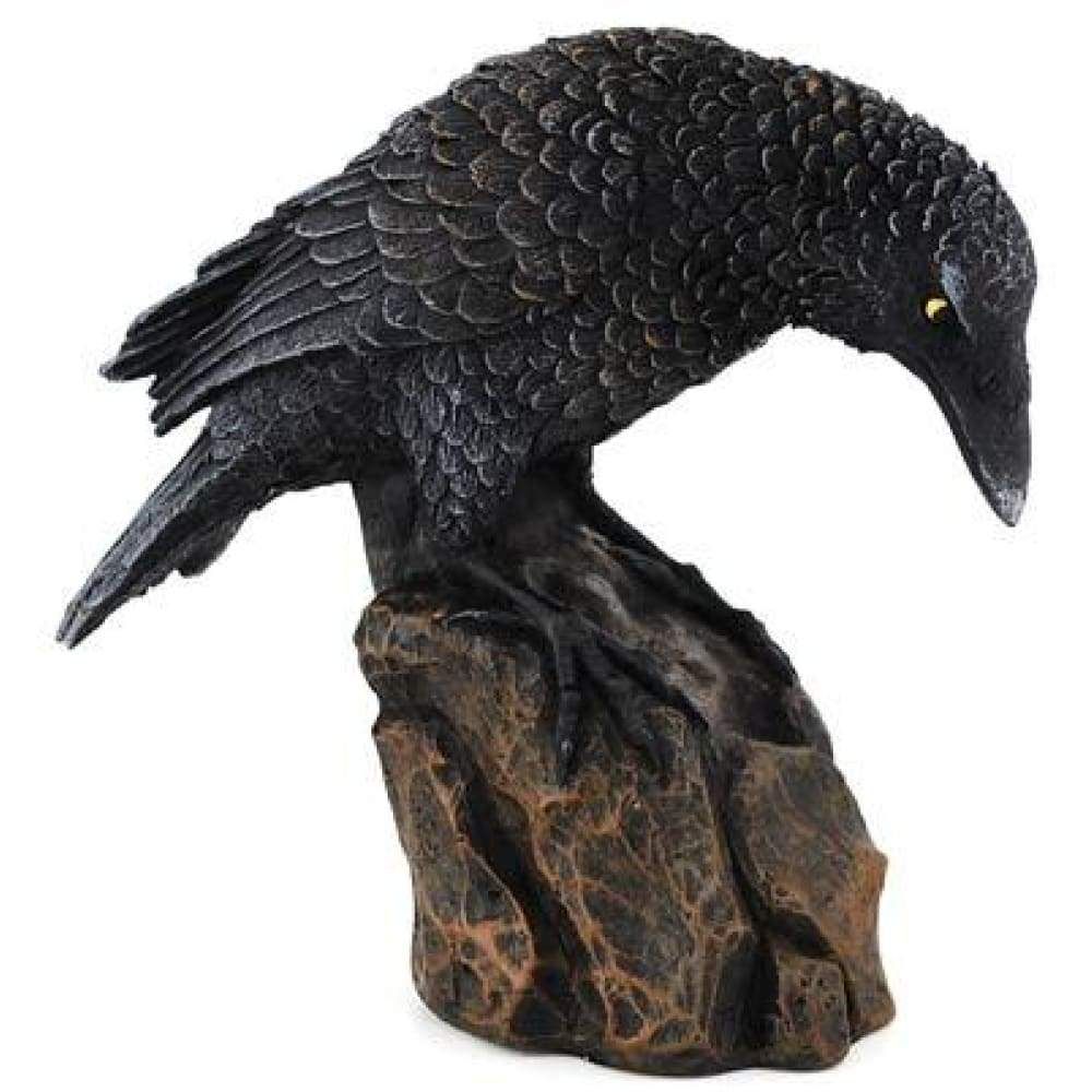 5.5&quot; Downward Looking Raven Statue, SKU PG-8729, UPC 6016216410407