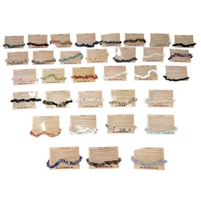 Gemstone Chips Elastic Bracelet (Pack of 33), SKU R0108-CHB-Pack, UPC 700317391005