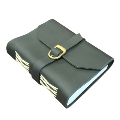 5&quot; x 7&quot; Black Leather Journal with Latch, SKU JB75-005, UPC 700317418634
