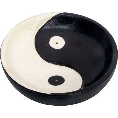 3.5&quot; Wood Incense Holder - Yin Yang, SKU KH-89712, UPC 700317067740