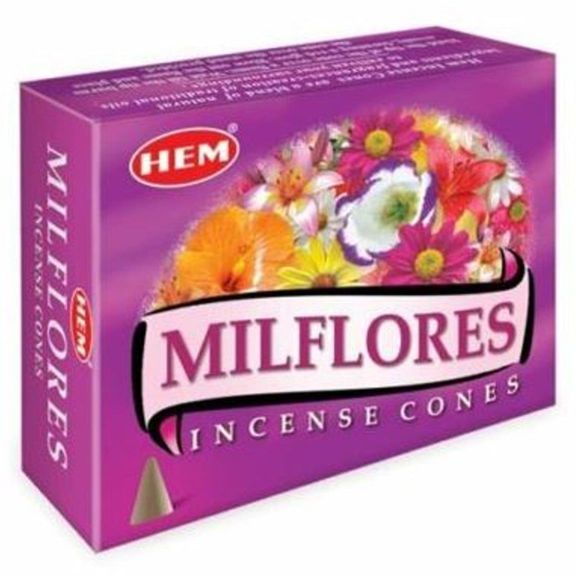 Milflores HEM Cone Incense (10 Cones), SKU MF12, UPC 700317305781