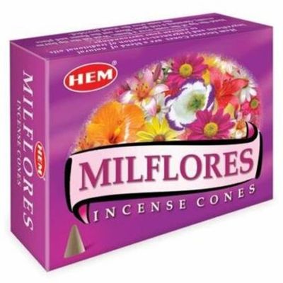 Milflores HEM Cone Incense (10 Cones), SKU MF12, UPC 700317305781