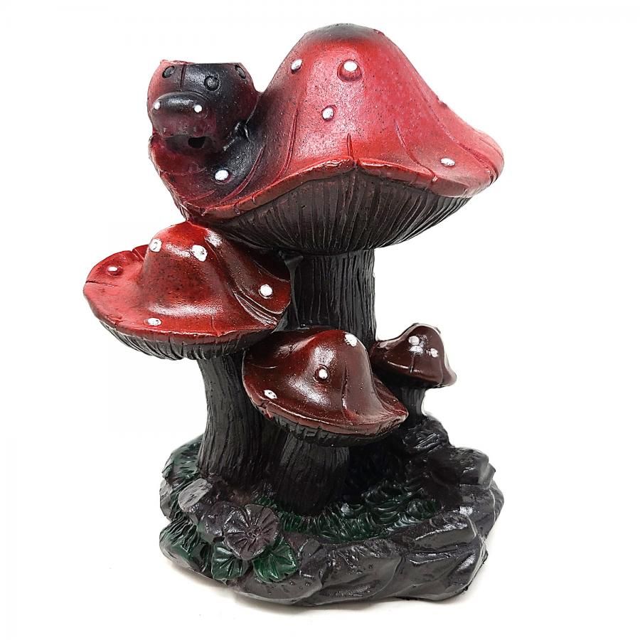 5.5&quot; Amanita Mushroom Backflow Cone Incense Burner, SKU B04-BFL-06, UPC 700317380832