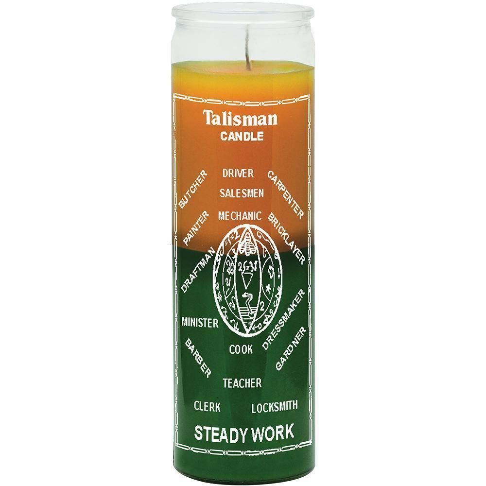 7 Day Glass Candle 2 Color Steady Work - Gold / Green, SKU WP-576-891, UPC 6016253749744