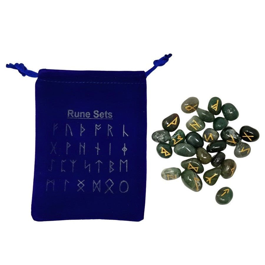Gemstone Rune Set - Moss Agate, SKU Rune-M, UPC 6016200773792