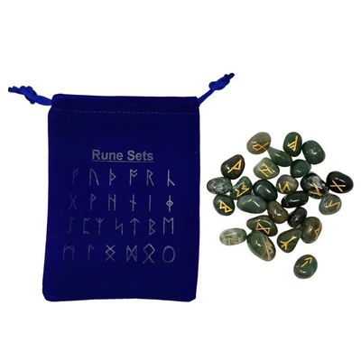 Gemstone Rune Set - Moss Agate, SKU Rune-M, UPC 6016200773792