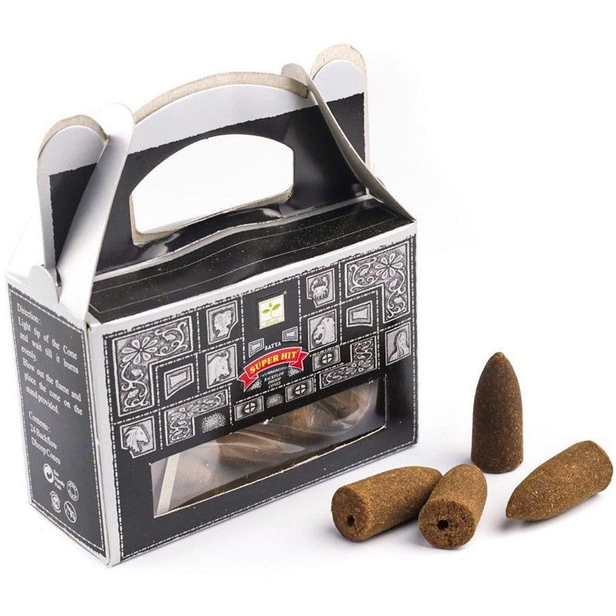 Superhit Satya Backflow Dhoop Incense Cones (24 Pack), SKU BFSH, UPC 700317305873