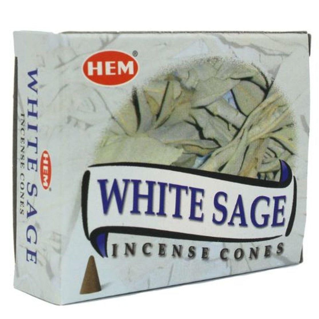 White Sage HEM Cone Incense (10 Cones), SKU WS12, UPC 6016202987937