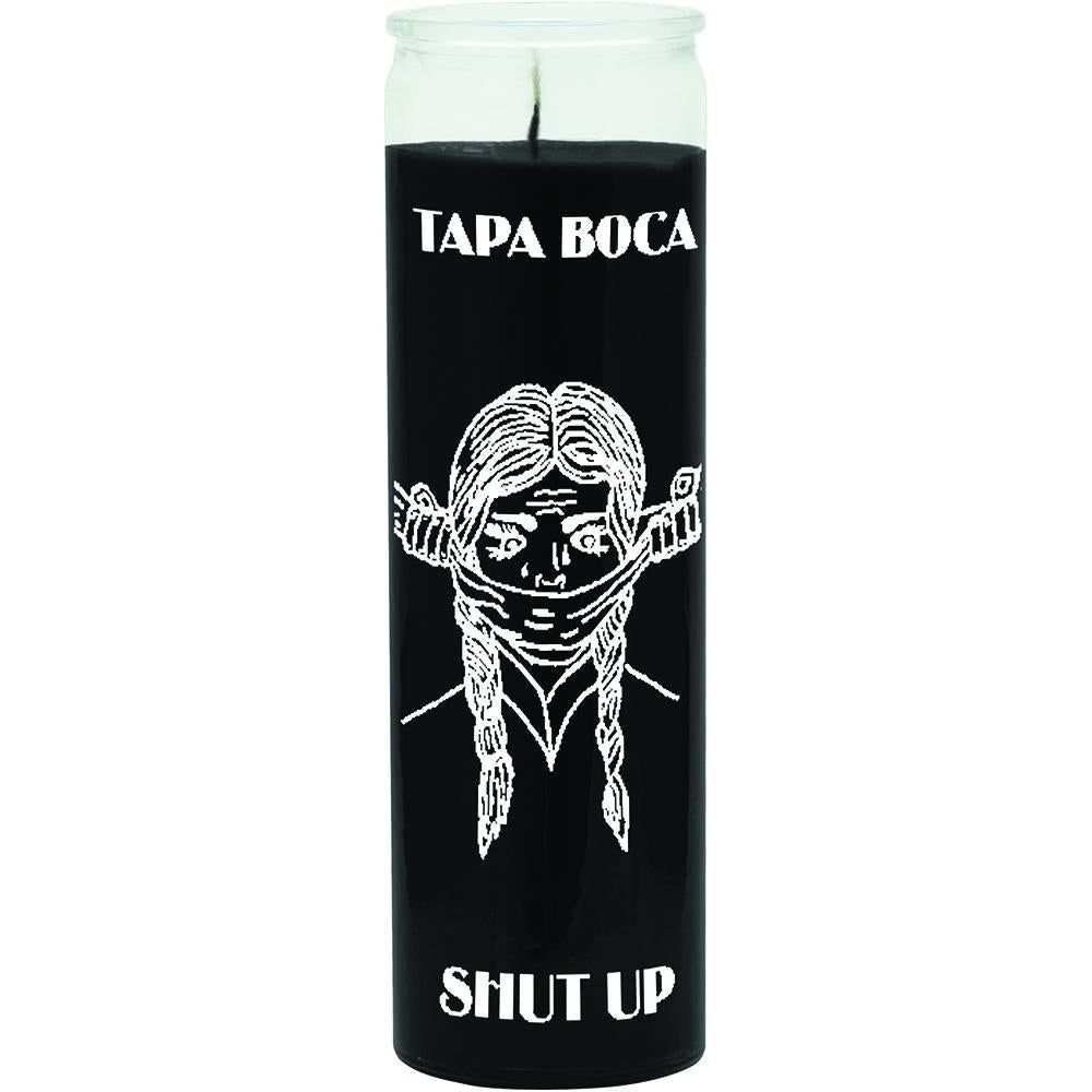 7 Day Glass Candle Shut up - Black, SKU WP-575-855-01, UPC 6016009997955