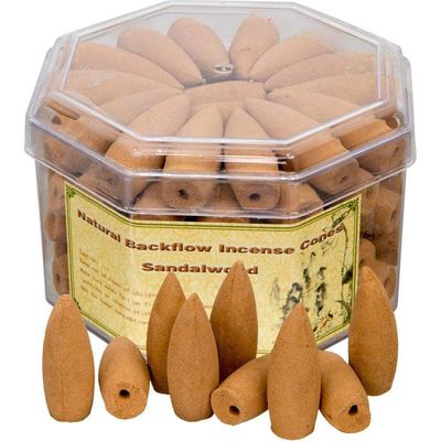 Backflow Incense Cones - Sandalwood Fragrance (Pack of 70), SKU KH-72687, UPC 6016207712725