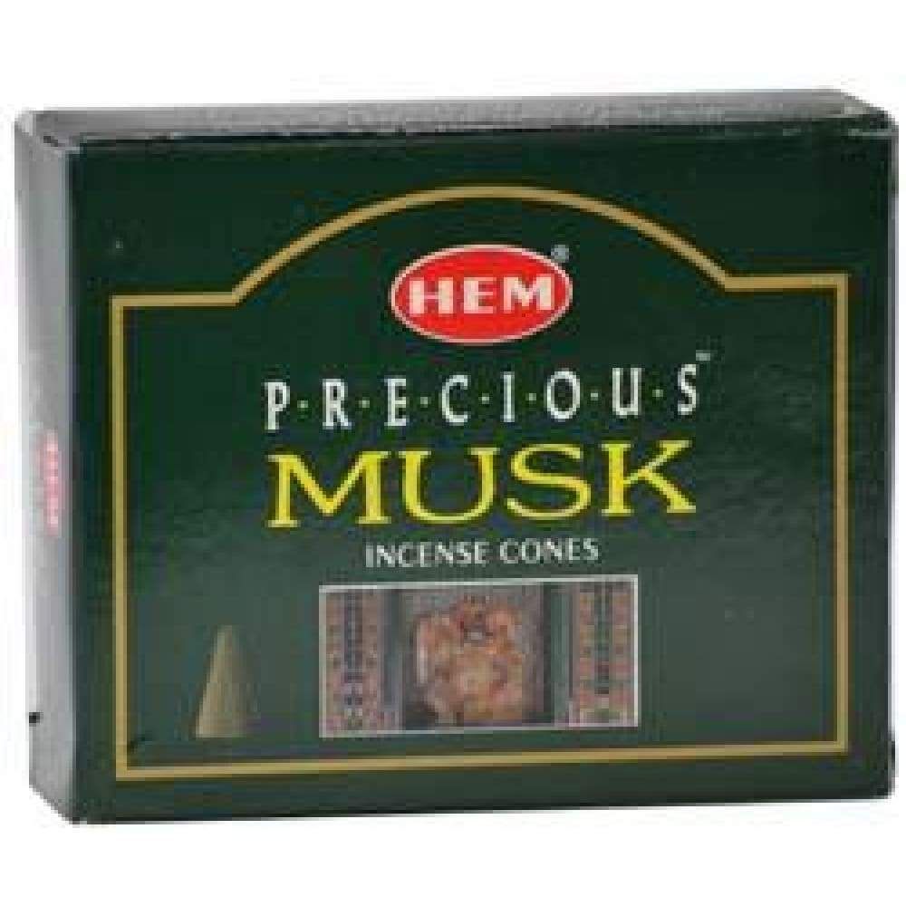 Precious Musk HEM Cone Incense (10 Cones), SKU PM12, UPC 6016211430424