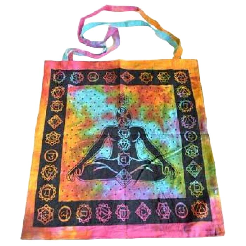 18&quot; x 18&quot; Seven Chakra Tie Dye Tote Bag, SKU Z022-SC74-Yogi, UPC 700317380368