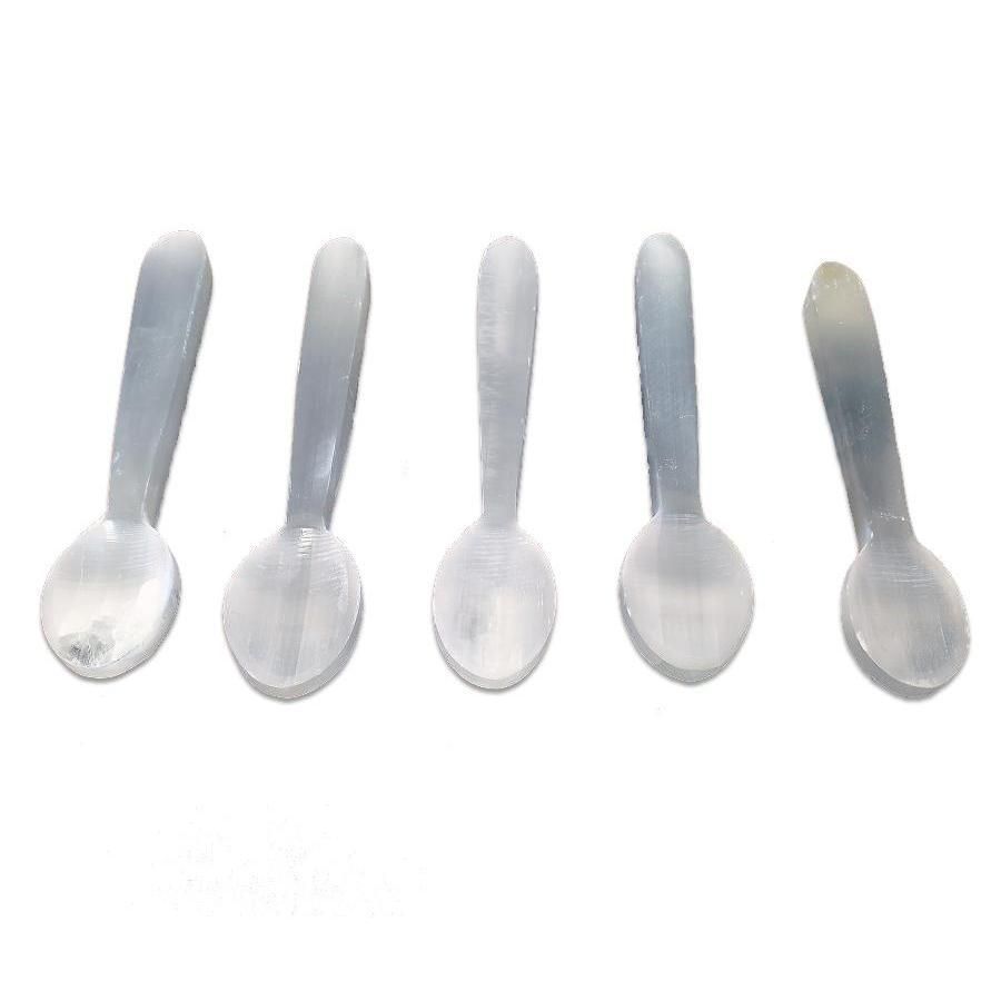 6&quot; Selenite Altar Spoon, SKU SEL-Spoon-6-1, UPC 6016010719799
