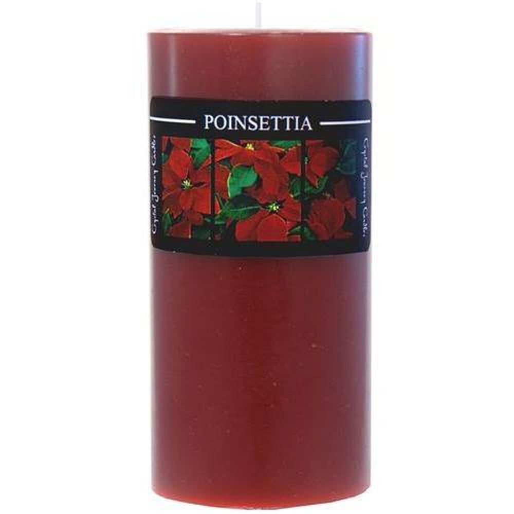 Traditional 3&quot; x 6&quot; Pillar Candle - Poinsettia, SKU CJ-TK834, UPC 6016206290217