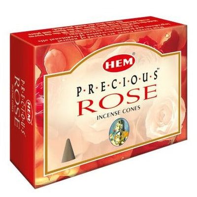 Precious Rose HEM Cone Incense (10 Cones), SKU PR12, UPC 6016205593593