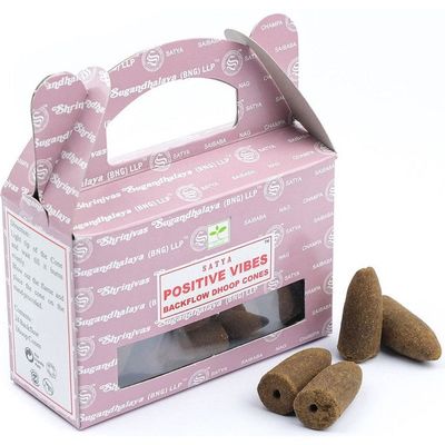 Positive Vibes Satya Backflow Dhoop Incense Cones (24 Pack), SKU BFPV, UPC 700317305859