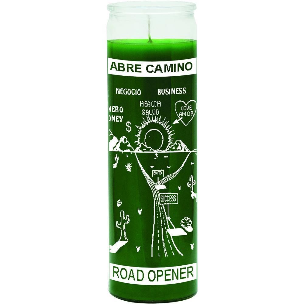 7 Day Glass Candle Road Opener - Green, SKU WP-575-755, UPC 6016230645632