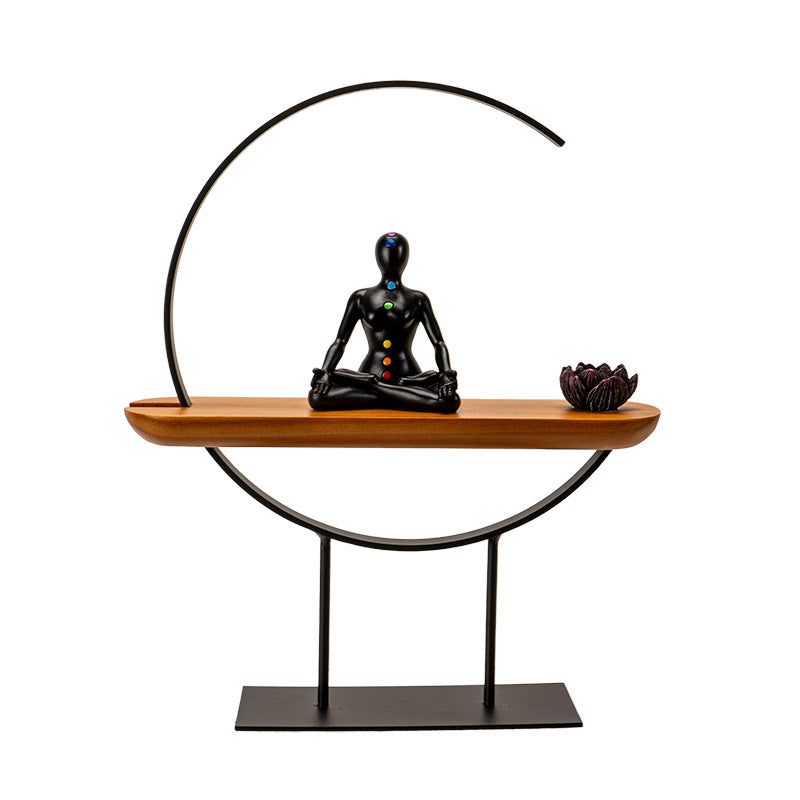 11&quot; Meditation Chakra Metal with Wood Stand, SKU PG-15613, UPC 700317371694