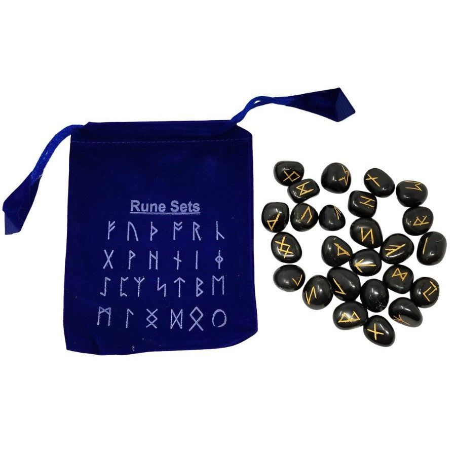 Gemstone Rune Set - Black Agate, SKU Rune-BA, UPC 6016207666684