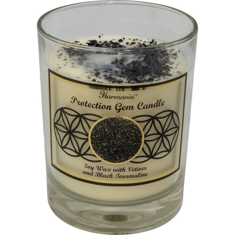 9 oz Harmonia Soy Gem Candle - Protection - Black Tourmaline, SKU KH-39263, UPC 6016200688683