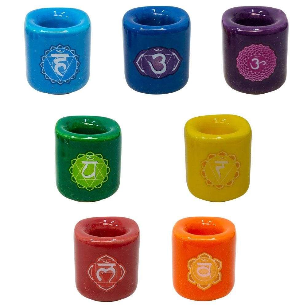 Ceramic Chime Candle Holder - Chakra (Set of 7), SKU KH-03634, UPC 6016222213238