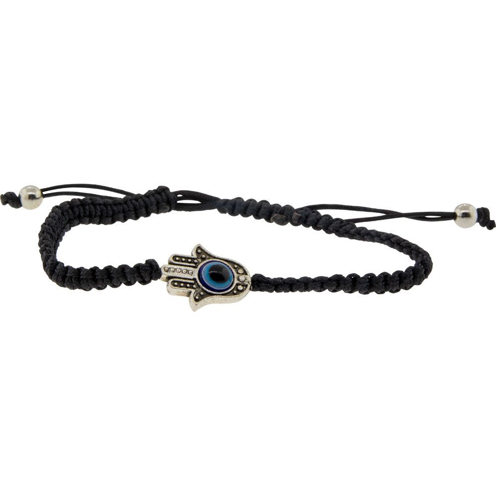 Adjustable Evil Eye Bracelet - Black with Gems, SKU KH-98823, UPC 700317068259