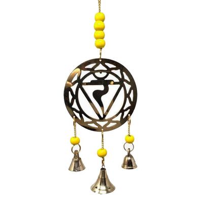 11&quot; Yellow Chakra (Solar Plexus Chakra) Brass Wind Chime, SKU 7549Y, UPC 6016220691601