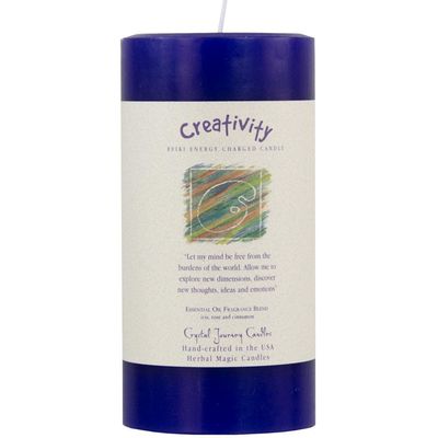 Reiki Charged Herbal 3&quot; x 6&quot; Pillar Candle - Creativity, SKU KH-84510, UPC 6016202442498