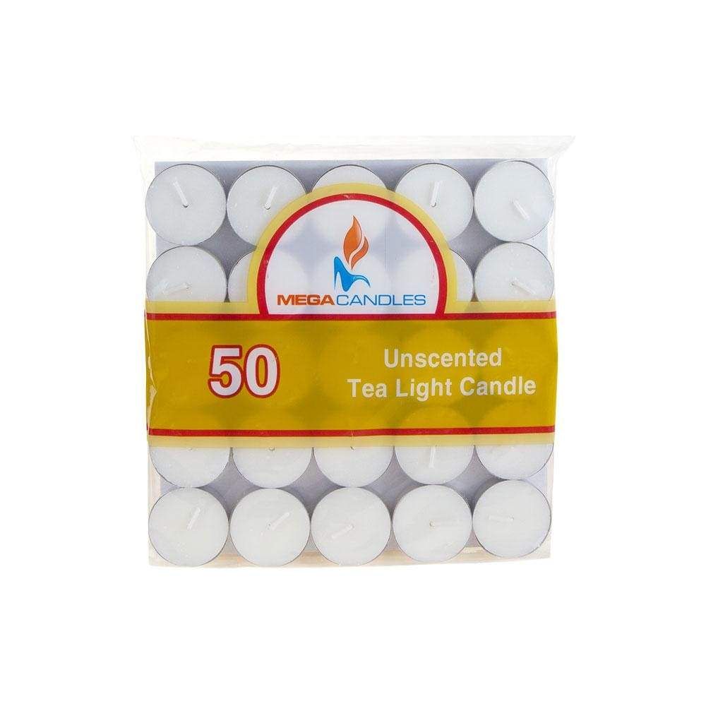 Tealight Candles - Unscented White (Pack of 50), SKU KH-83100, UPC 6016200157165