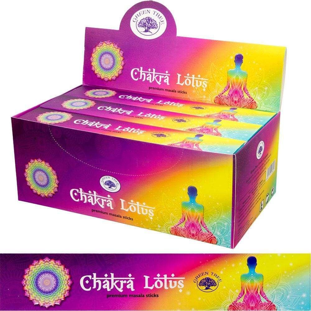 Green Tree Incense 15 gram - Chakras Lotus (Pack of 12), SKU KH-72667, UPC 6016204694611