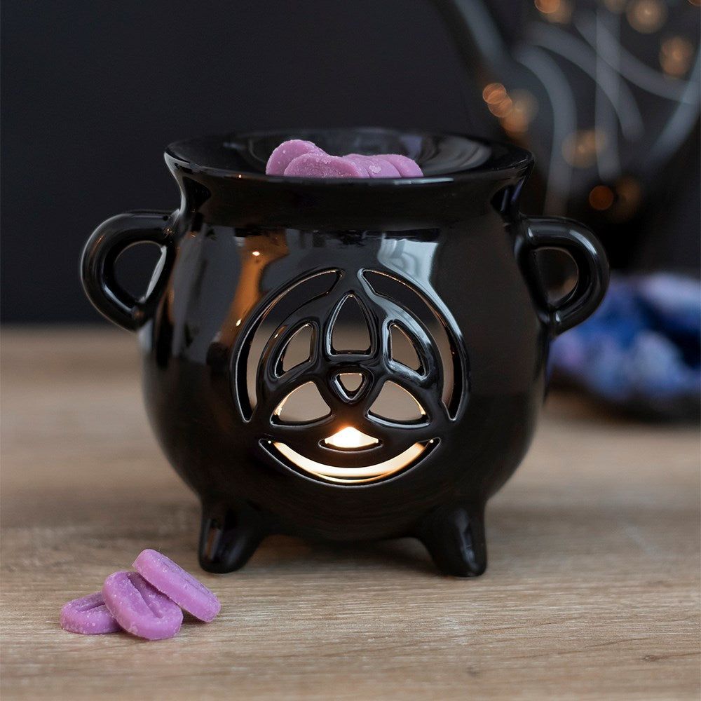 5&quot; Ceramic Oil Burner - Triquetra Cauldron, SKU PG-14803, UPC 700317029007