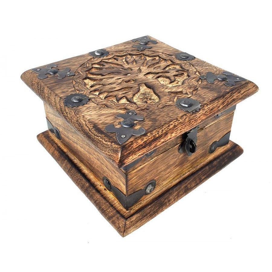6&quot; Carved Wood Box - Tree of Life, SKU A01-BOX62, UPC 700317383871