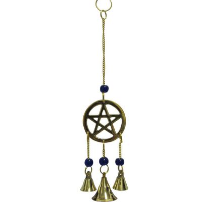 9&quot; Pentagram Brass Wind Chime, SKU 7514, UPC 6016218396341