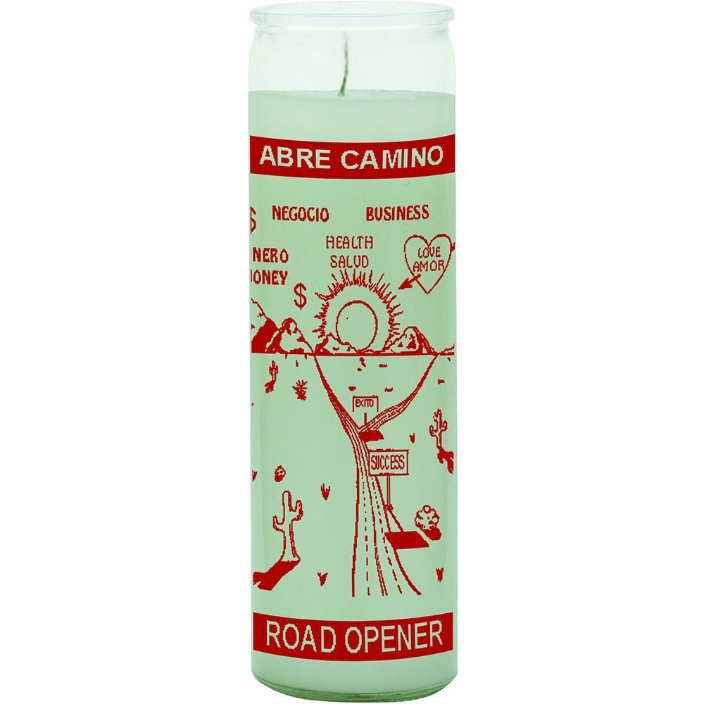 7 Day Glass Candle Road Opener - White, SKU WP-575-755-03, UPC 6016219053021