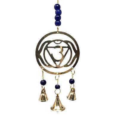 11&quot; Blue Chakra (Third Eye Chakra) Brass Wind Chime, SKU 7549B, UPC 6016204482430