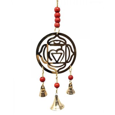 11&quot; Red Chakra (Root Chakra) Brass Wind Chime, SKU 7549R, UPC 6016213243220