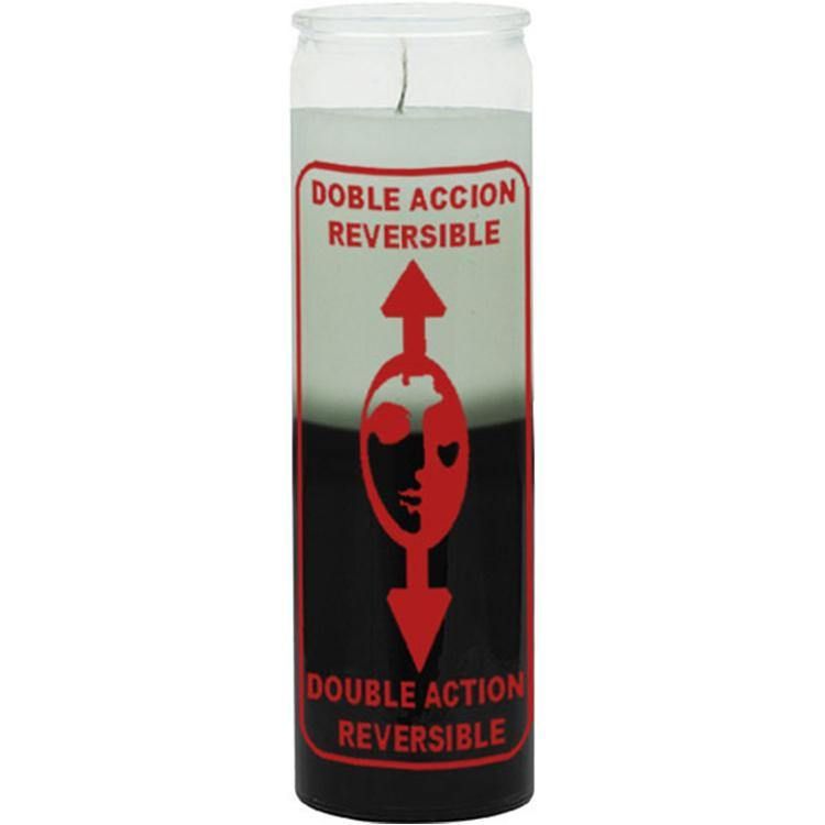 7 Day Glass Candle 2 Color Reversible - White / Black, SKU WP-576-747-26, UPC 6016209651664