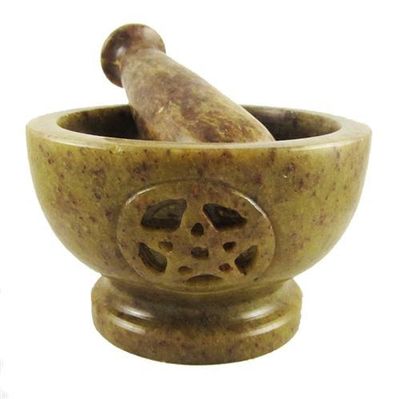 3&quot; Pentacle Knot Soapstone Mortar &amp; Pestle, SKU SOB23, UPC 6016004391352
